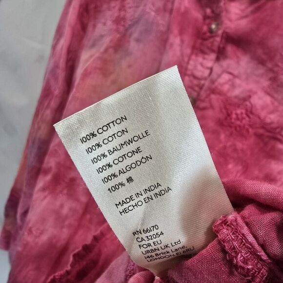 Pilcro Shirt Womens XS Pink Button Embroidered Tie Dye Watercolor Pilcro - Picture 10 of 13
